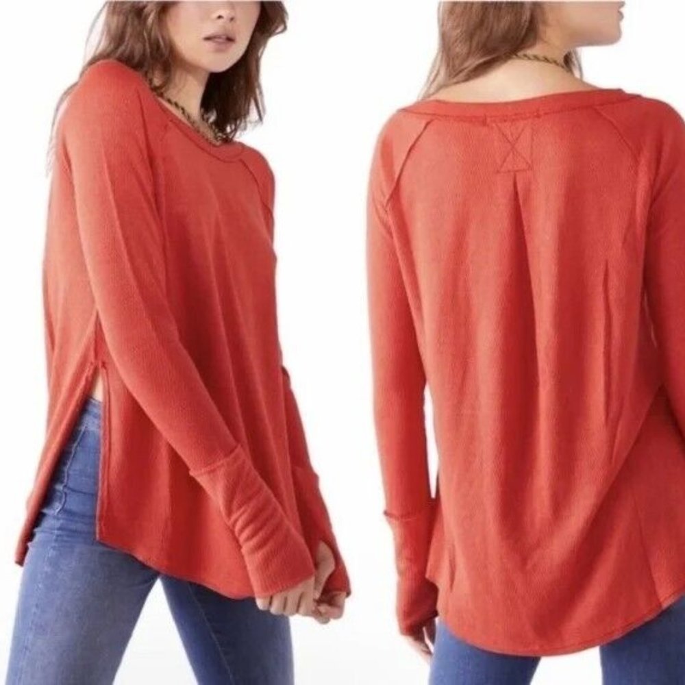 Free People We The Free Staycation Snowy Thermal Heatwave Oversized Top XS Loose